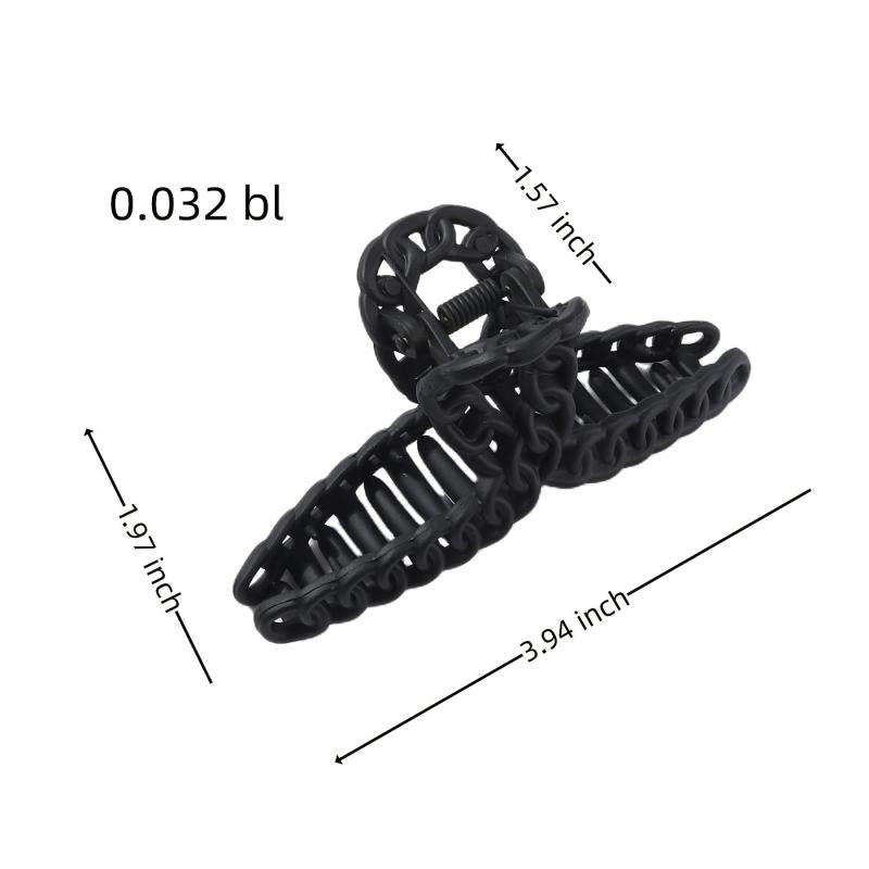 French Matte Hair Claw Champagne Cross Chain Plastic Hair Claw Clips