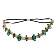 Emerald Hair Accessory Court Style Golden Chain Green Crystal Headband