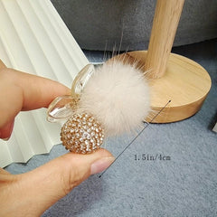 Pom Pom Rhinestone Cherry Hair Claw Clip Small Non Slip Strong Hold Grip