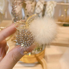 Pom Pom Rhinestone Cherry Hair Claw Clip Small Non Slip Strong Hold Grip