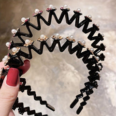 Rhinestone Flower Wavy Hair Band Metal Headband Colorful Headdress