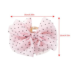 Polka Dot Bow Hair Claw Large Mesh Banana Clip Clear Frame Headwear