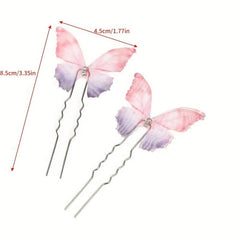 Colorful Butterfly Hairpin Ponytail Holder Bun Headwear for Women