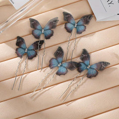 Colorful Butterfly Hairpin Ponytail Holder Bun Headwear for Women