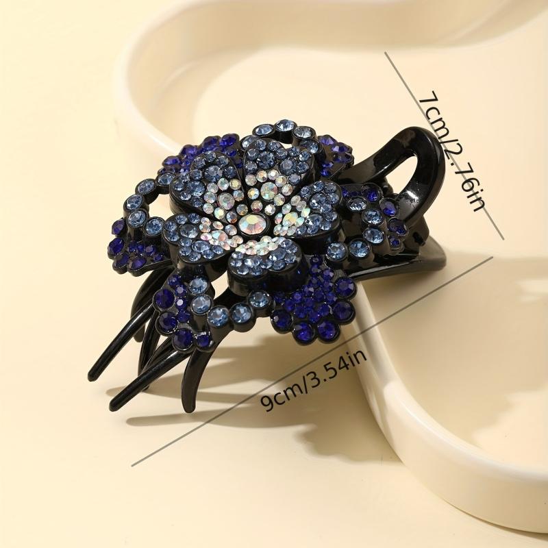 Rhinestone Flower Hair Claw Clip Sparkly Large Duck Billed Clip