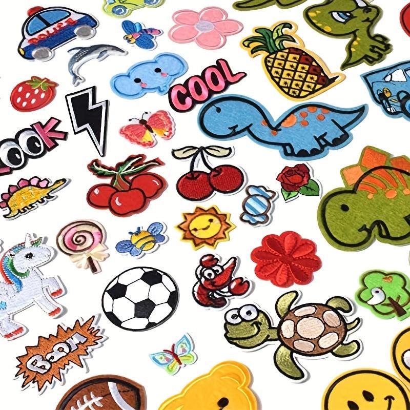 60pcs Cartoon Iron On Patches Embroidery Clothing DIY Accessories