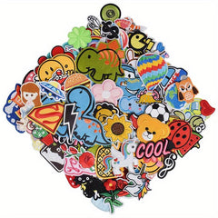 60pcs Cartoon Iron On Patches Embroidery Clothing DIY Accessories