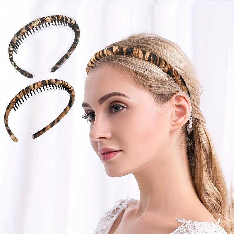 Leopard Pattern Teeth Headband Nonslip Hair Band For Women Girls