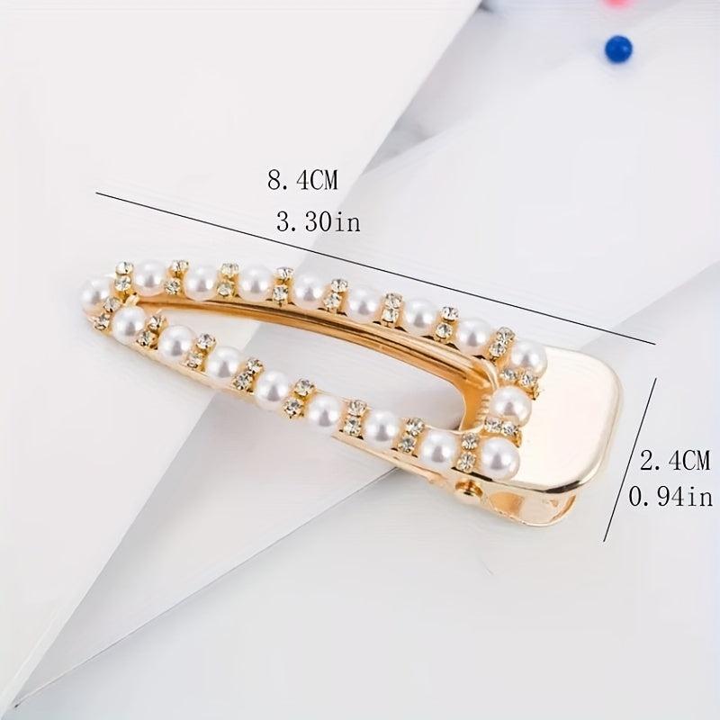 Faux Pearl Rhinestone Hair Clip Duck Billed Clip Head Jewelry Hair Accessories