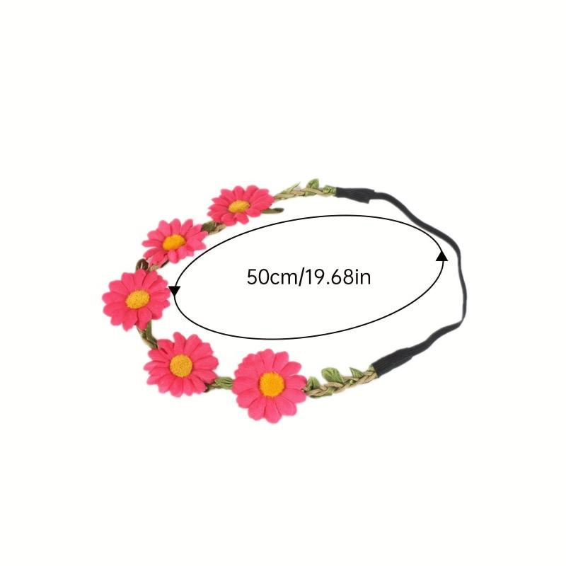 7pcs Flower Headband Hawaiian Sunflower Daisy Hair Tie Floral Wreath