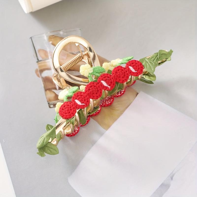 Cartoon Fruit Decor Hair Claw Sweet Ponytail Holder Hair Clip