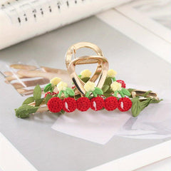Cartoon Fruit Decor Hair Claw Sweet Ponytail Holder Hair Clip