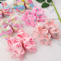 6pcs Rainbow Flower Hair Clip Set for Girls Kids