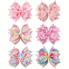 6pcs Rainbow Flower Hair Clip Set for Girls Kids