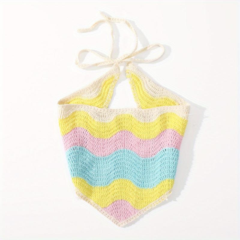 Wavy Colored Hair Band Crochet Knitted Bandana Sweet Adjustable Headdress