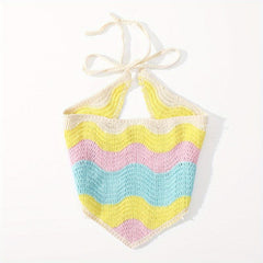 Wavy Colored Hair Band Crochet Knitted Bandana Sweet Adjustable Headdress