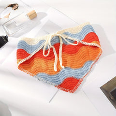 Wavy Colored Hair Band Crochet Knitted Bandana Sweet Adjustable Headdress
