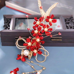 Pearl Tassel Flower Hair Clip Side Clip Hair Accessories