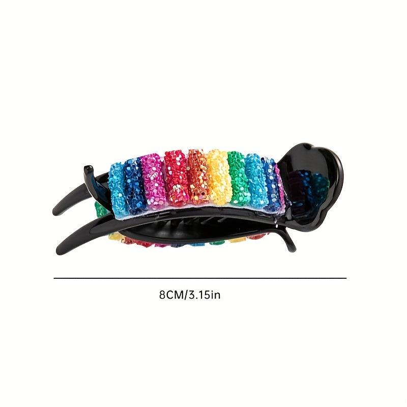 6pcs Rainbow Hair Claw Clip Sequin Hair Clip Colorful Ponytail Holder