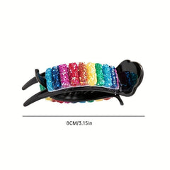 6pcs Rainbow Hair Claw Clip Sequin Hair Clip Colorful Ponytail Holder