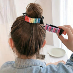 6pcs Rainbow Hair Claw Clip Sequin Hair Clip Colorful Ponytail Holder