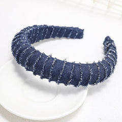 Women's Denim Fabric Headband with Golden Chain Hair Accessories