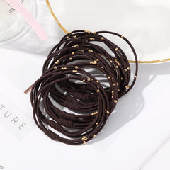 10PCS Women Elastic Hair Bands Headbands Gold Beads Scrunchies Hair Tie