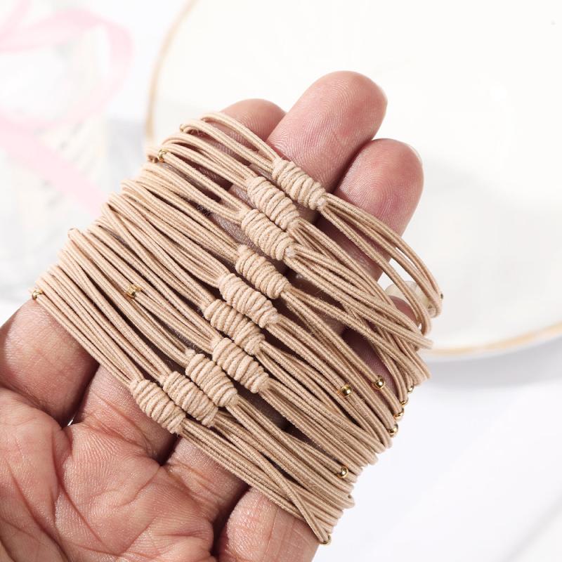 10PCS Women Elastic Hair Bands Headbands Gold Beads Scrunchies Hair Tie