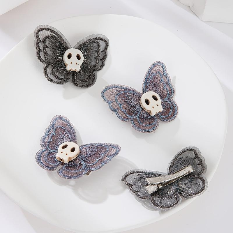 Butterfly Skull Hair Clip Y2K Punk Barrette Hair Accessories For Women Cosplay