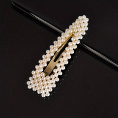 Faux Pearl Snap Clip Bobby Pin Duck Billed Clip Head Jewelry Hair Accessories
