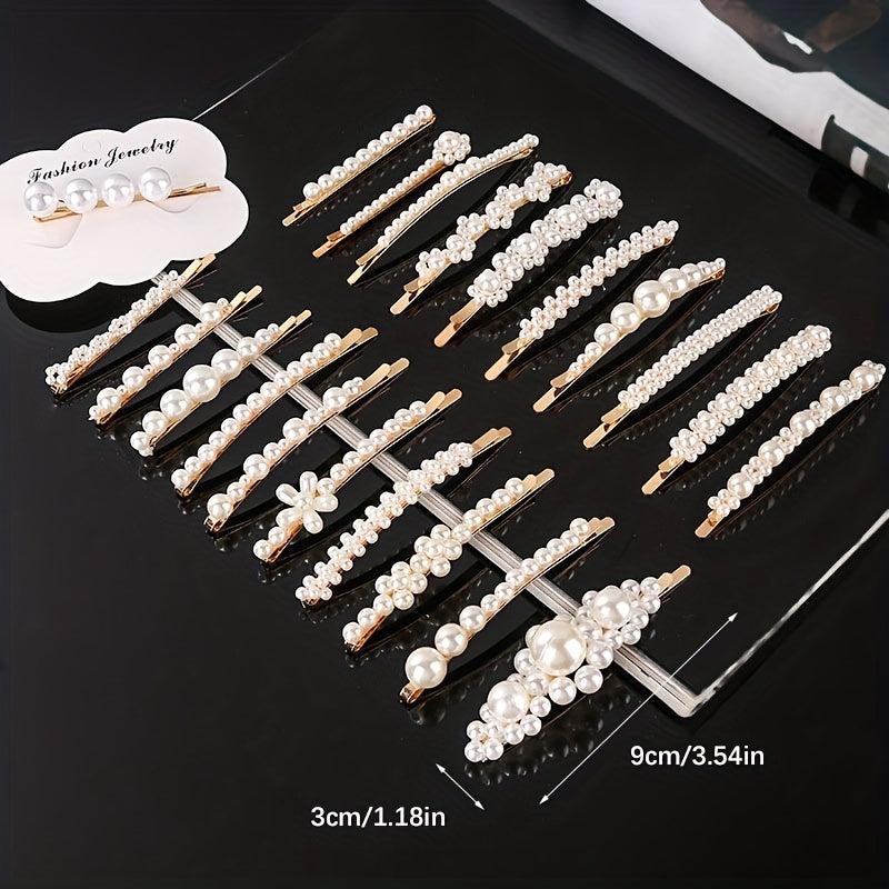 Faux Pearl Snap Clip Bobby Pin Duck Billed Clip Head Jewelry Hair Accessories