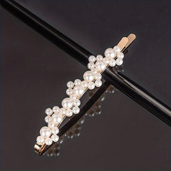 Faux Pearl Snap Clip Bobby Pin Duck Billed Clip Head Jewelry Hair Accessories