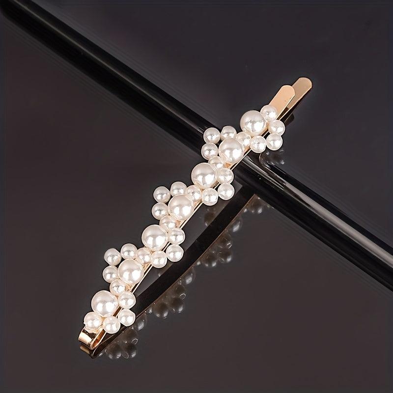 Faux Pearl Snap Clip Bobby Pin Duck Billed Clip Head Jewelry Hair Accessories