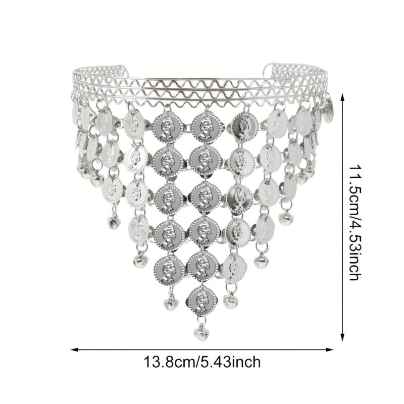 Golden Silvery Metal Chain Headband Wave Ethnic Greek Coin Belly Dance Headdress