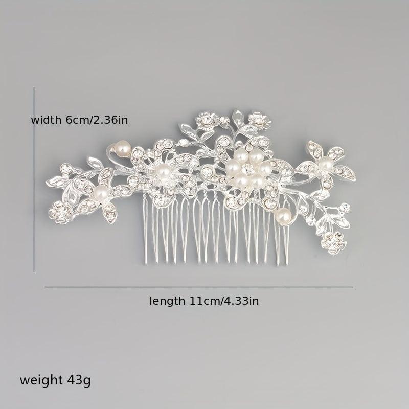 Bridal Rhinestone Hair Comb Faux Pearl Wedding Accessories