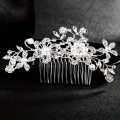 Bridal Rhinestone Hair Comb Faux Pearl Wedding Accessories