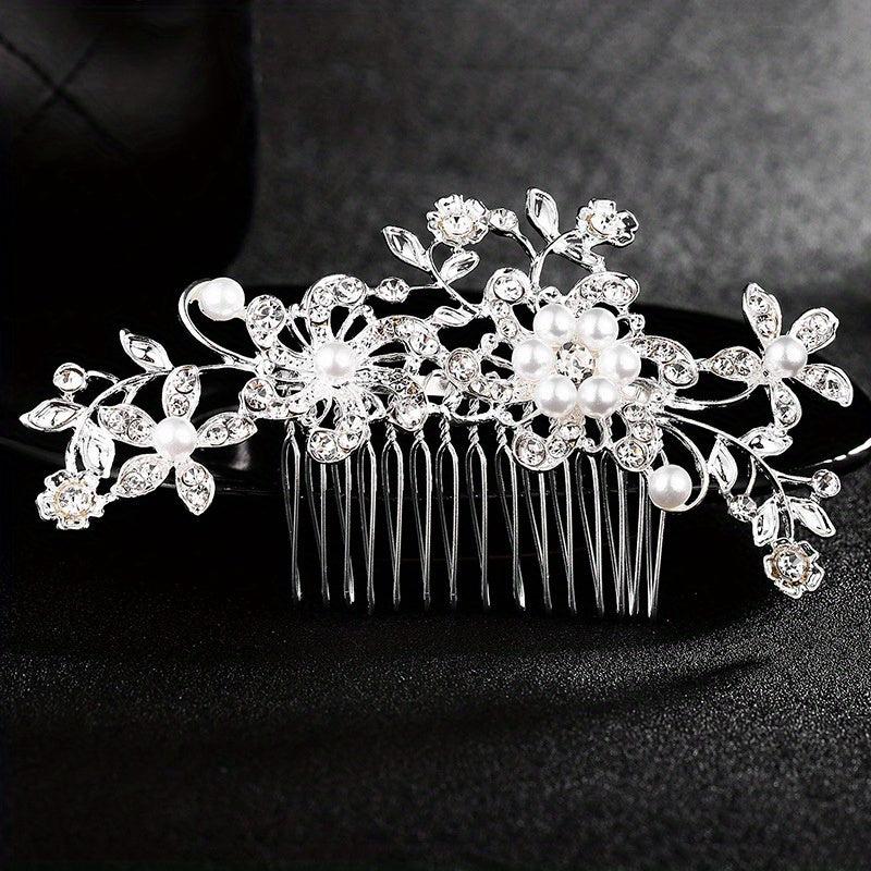 Bridal Rhinestone Hair Comb Faux Pearl Wedding Accessories