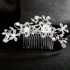 Bridal Rhinestone Hair Comb Faux Pearl Wedding Accessories