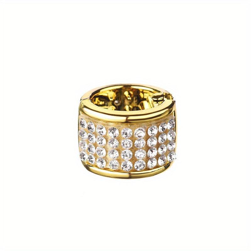 Gold Rhinestone Hair Rings Aluminum Dreadlocks Metal Hair Cuffs