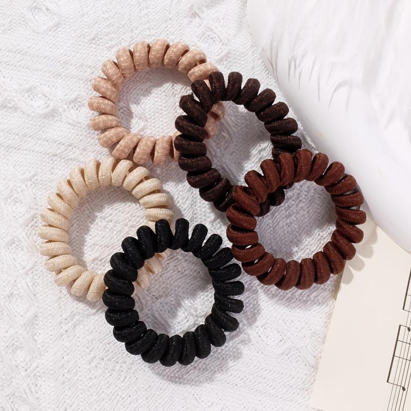 5pcs Coil Wire Hair Tie Elastic Hair Protective Ponytail Holder