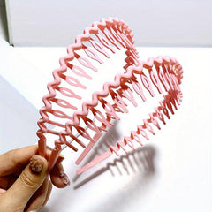 2pcs Solid Teeth Hair Band, Sweet Style Headband for Women Girls