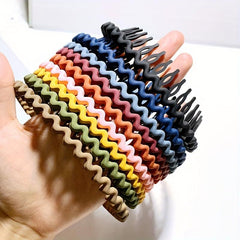 2pcs Solid Teeth Hair Band, Sweet Style Headband for Women Girls
