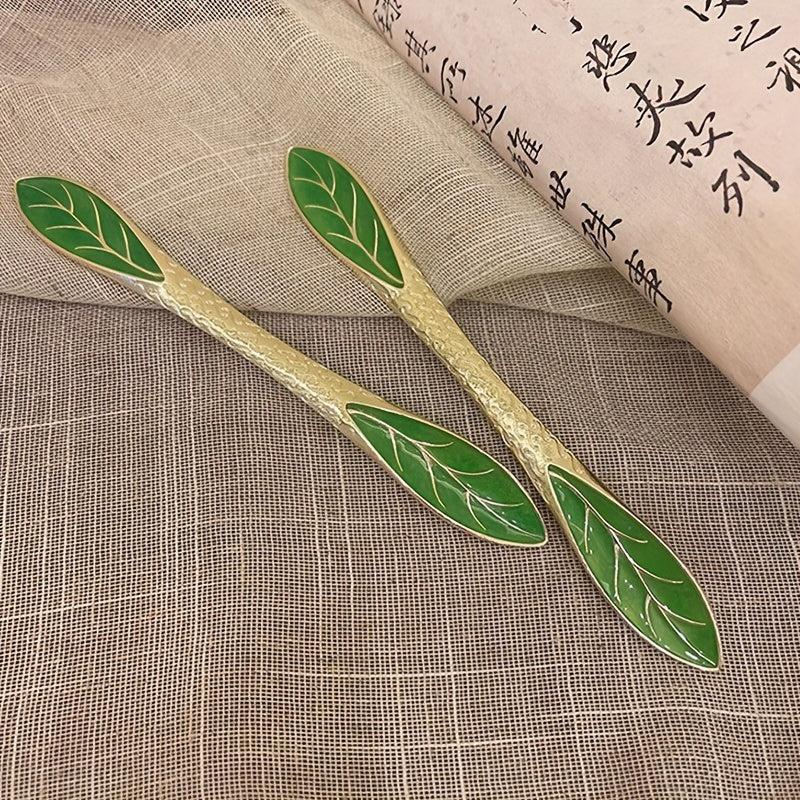Leaf Shape Enamel Hairpin Ponytail Holder Hair Pin Hair Accessories