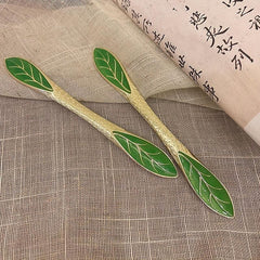 Leaf Shape Enamel Hairpin Ponytail Holder Hair Pin Hair Accessories
