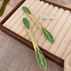 Leaf Shape Enamel Hairpin Ponytail Holder Hair Pin Hair Accessories