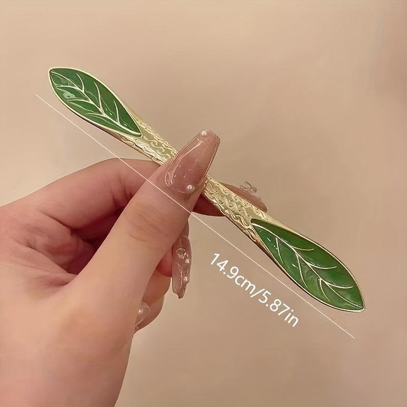 Leaf Shape Enamel Hairpin Ponytail Holder Hair Pin Hair Accessories