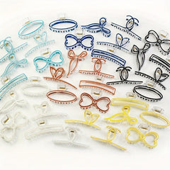 6pcs Colorful Hair Claw Clip Bow Shaped Nonslip Ponytail Holder Hair Accessories