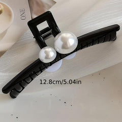 Glossy Hair Claw Faux Pearl Hair Claw Resin Nonslip Ponytail Holder Shark Claw