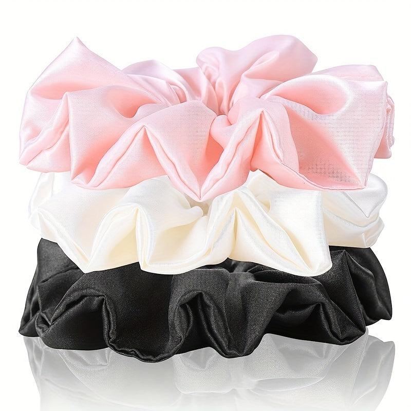 3 Pcs Large Satin Scrunchies Soft Stylish Hair Tie Hair Accessories