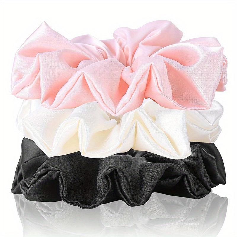 3 Pcs Large Satin Scrunchies Soft Stylish Hair Tie Hair Accessories